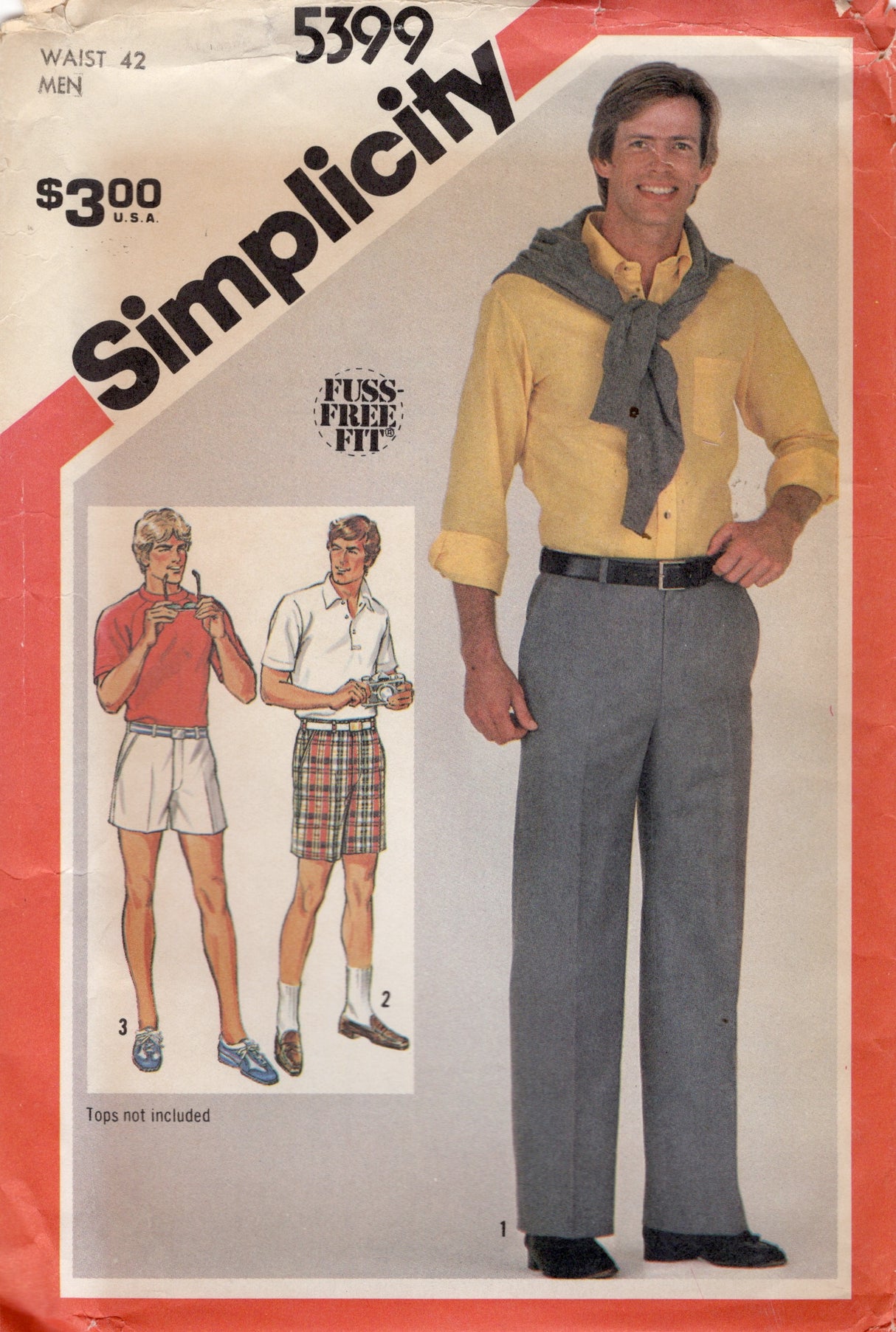 1980's Simplicity Men's Pants or Shorts Pattern - Waist 42" - No. 5399