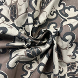 1970’s Light Brown and Black Curved Motif Fabric - BTY (S36)