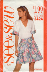 1990's See & Sew Butterick Top and Shorts Pattern - Bust 30.5-36" - No. 5424