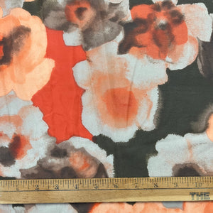 1970's Orange, Brown and Black Floral Fabric - SHEER - BTY