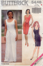 1990's Butterick Scoop Neck Princess Line Dress Pattern with optional Wrap Overskirt - Bust 30.5-34" - No. 5448