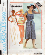 1970's McCall's Beach Romper or Jumpsuit and Sun Hat - PJ Jones - Bust 30.5-31.5" - No. 5499