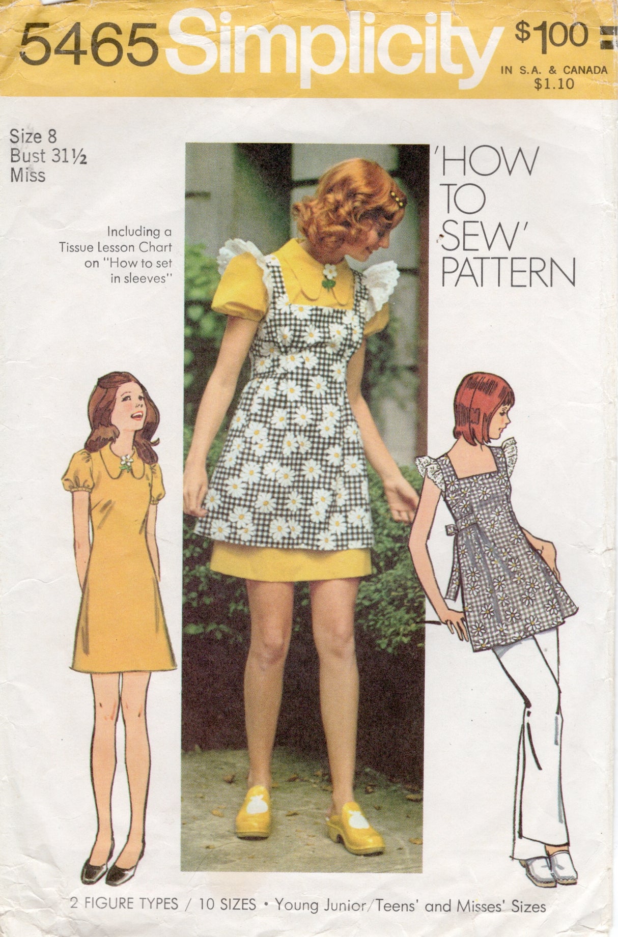 1970's Simplicity Sheath and Pinafore Dress Pattern - Bust 31.5" - No. 5465