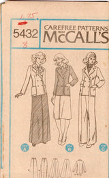 1970's McCall's Skirt, Wide Leg Pants and Blazer pattern - Bust 31.5-38" - no. 5432