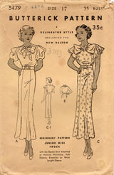 1930's Butterick Evening Dress with Huge Collar or Bow detail - Bust 35" - No. 5479