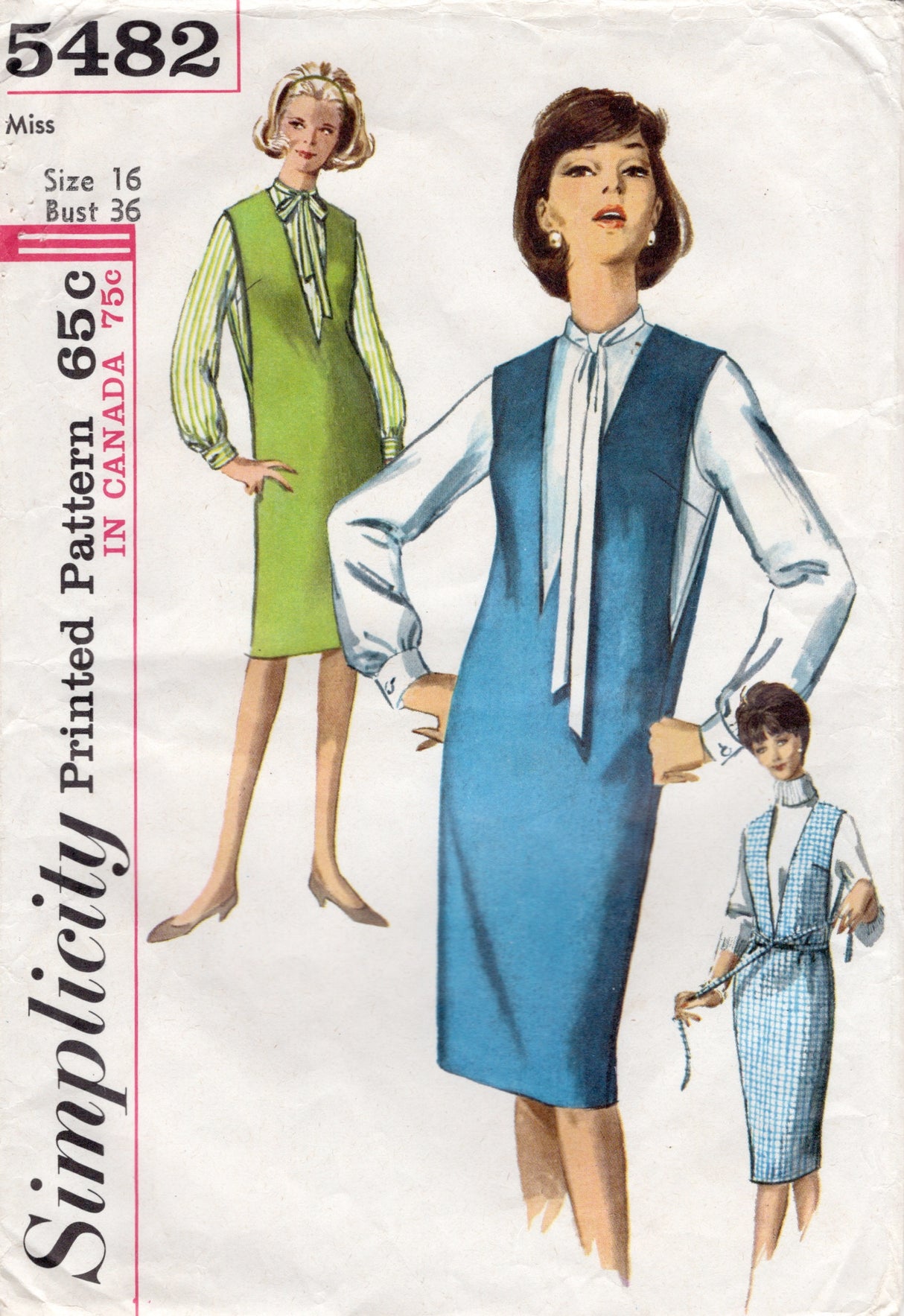 1960's Simplicity Blouse and Jumper Dress Pattern - Bust 36" - No. 5482