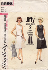 1960's Simplicity Jiffy One Piece Sleeveless Dress - Bust 38" - No. 5508