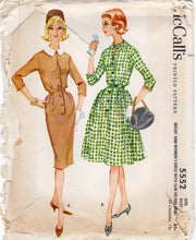 1960's McCall's Sheath or Fit and Flare Pattern with Button Tab Front - Bust 34" - No. 5552