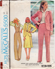 1970's McCall's Unlined Jacket, Vest, Skirt and Pants pattern - Bust 32" - No. 5500