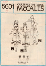 1970's McCall's with Laura Ashley Handkerchief Collar Midi Dress Pattern with Ruffle  - Bust 31.5-34" - No. 5601