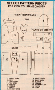 1970's McCall's Yoked Top with Large Collar, A-line Skirt, and Shorts or Pants Pattern  - Bust 31.5-34" - No. 5505