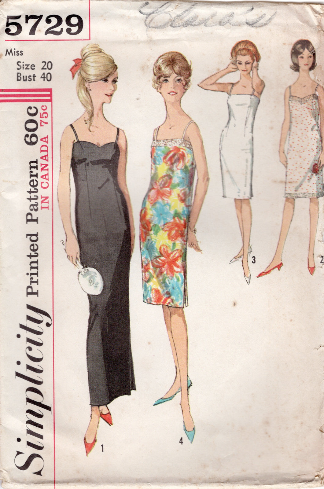 1960’s Simplicity Slip in Two Lengths - Bust 40” - No. 5729