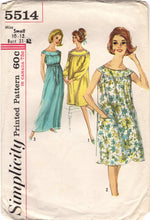 1960's Simplicity Yoked Nightgown pattern - Bust 31-32" - No. 5514