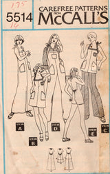 1970's McCall's Sundress, Jumper or Top Pattern with low cut back - Bust 30.5-38" - no. 5514