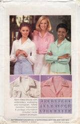 1970's Butterick Embroidered button Up Blouse pattern with Transfers - Bust 32.5" - No. 5525