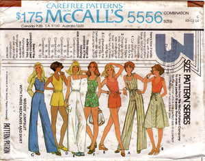 1970's McCall's Jumpsuit with Three Necklines and Skirt Pattern - Bust 30.5-36" - No. 5556