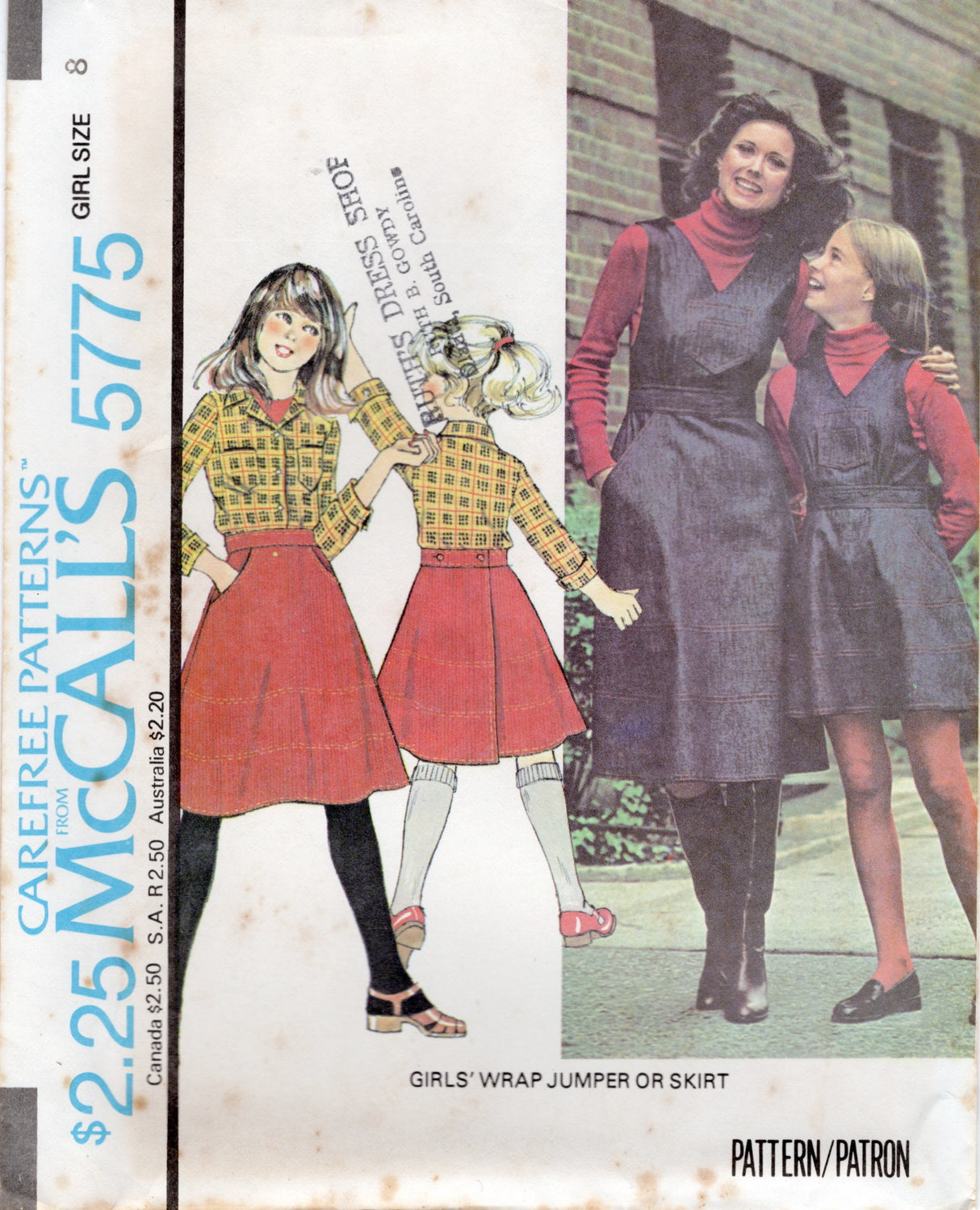 1970's McCall's Child's Wrap Jumper or Skirt Pattern - Size 7-14 - Chest 26-32" - No. 5775