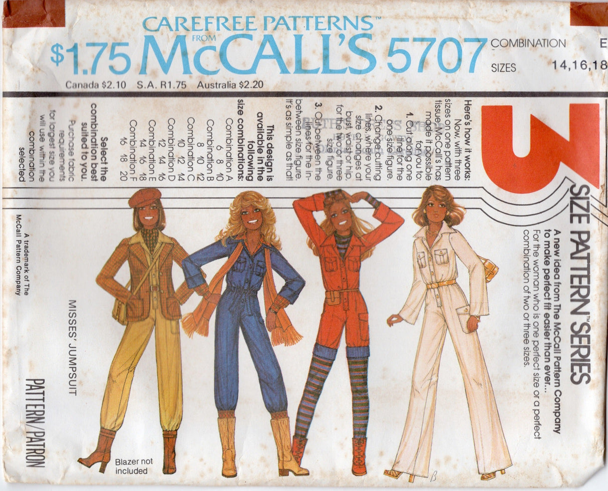 1970's McCall's Button Up Jumpsuit or Romper - Bust 30.5-34" - No. 5707