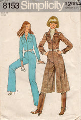 1970's Simplicity Culotte or Full Length Jumpsuit pattern - Bust 38" - No. 8153