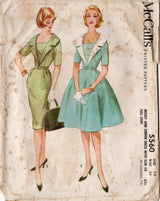 1960's McCall's Large Collar Dress Pattern with Slim or Flared Skirt - Bust 34" - No. 5560