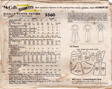 1960's McCall's Large Collar Dress Pattern with Slim or Flared Skirt - Bust 34" - No. 5560
