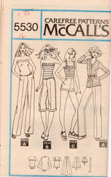 1970's McCall's Unlined Jacket, Top and Pants, Clam Diggers or Shorts pattern - Bust 32.5-38" - no. 5330