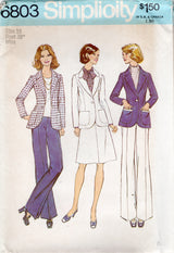 1970's Simplicity Unlined Suit and Skirt Pattern - Bust 38" - No. 6803