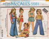 1970's McCall's Child's Summer tops, shorts and pants pattern - Chest 21-25" - No. 5581