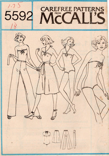 1970's McCall's Bodysuit, Swimsuit, Skirt and Pants Pattern  - Bust 32.5-38