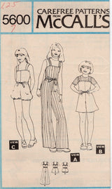 1970's McCall's Child's Jumpsuit, Romper or Playsuit Pattern  - Chest 26-32" - No. 5600