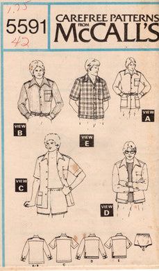 1970's McCall's Men's Button-Up Shirt and Shorts Pattern - Chest 38-48