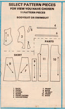 1970's McCall's Bodysuit, Swimsuit, Skirt and Pants Pattern  - Bust 32.5-38" - No. 5592