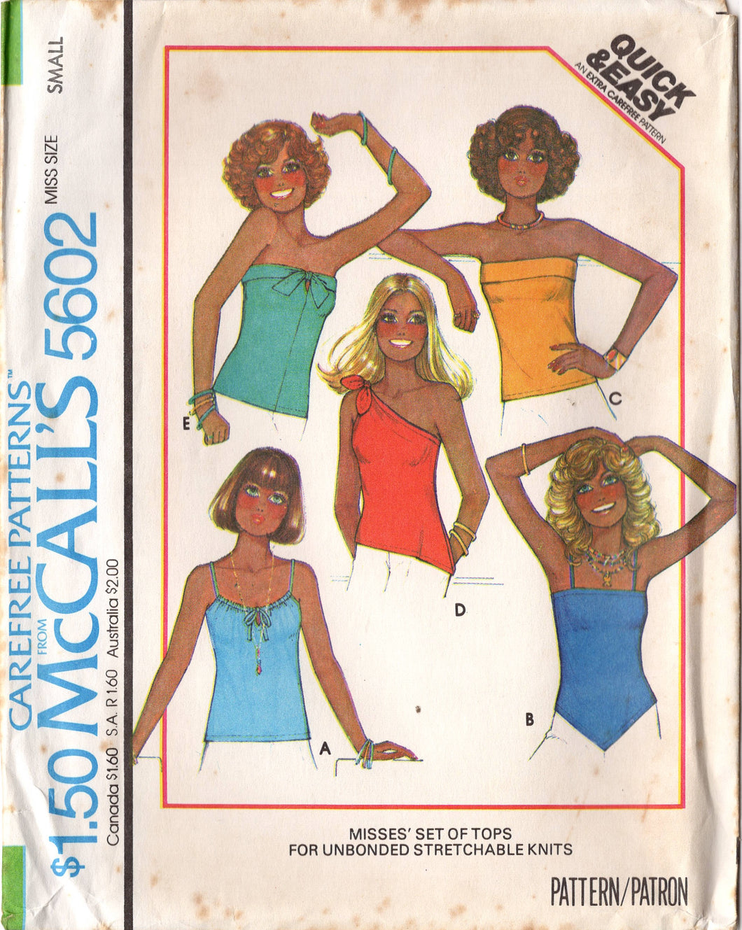 1970's McCall's Baby Doll , Halter or One shoulder Top pattern - Bust 32.5-34