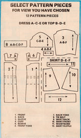 1970's McCall's Midi Pullover Square Neck Dress or Tunic and Ruffled Skirt Pattern  - Bust 31.5-36" - No. 5612