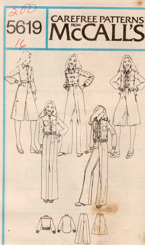 1970's McCall's Marlo's Corner Unlined Jacket, Button Up Blouse, Culottes and Pants - Bust 31.5-38