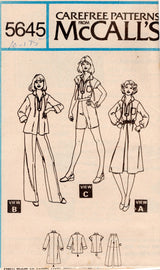 1970's McCall's Pullover Dress or Shirt and Pants or Shorts Pattern  - Bust 32.5-36" - No. 5645