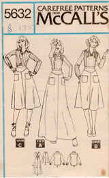 1970's McCall's Overalls or A-Line Yoked Skirt Pattern  - Bust 31.5" - No. 5632