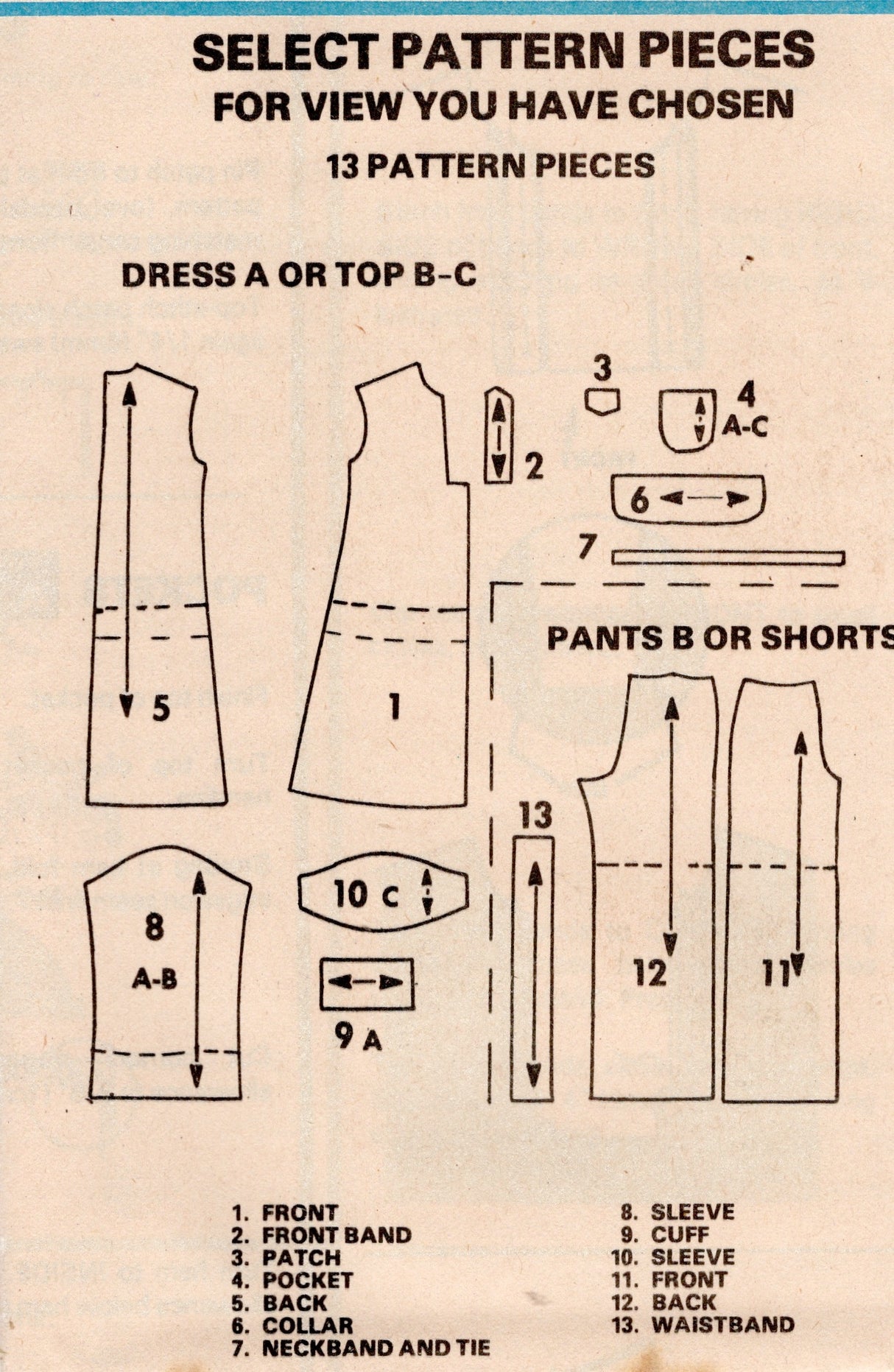 1970's McCall's Pullover Dress or Shirt and Pants or Shorts Pattern  - Bust 32.5-36" - No. 5645