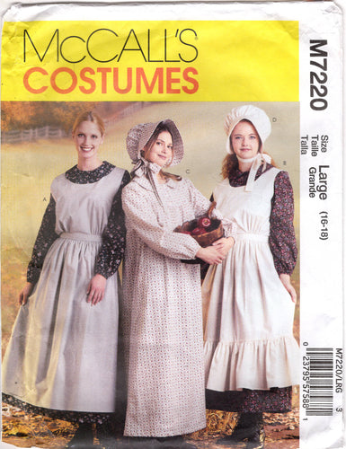 2010's McCall's Pioneer Costumes with Bonnet and Apron - Bust 40