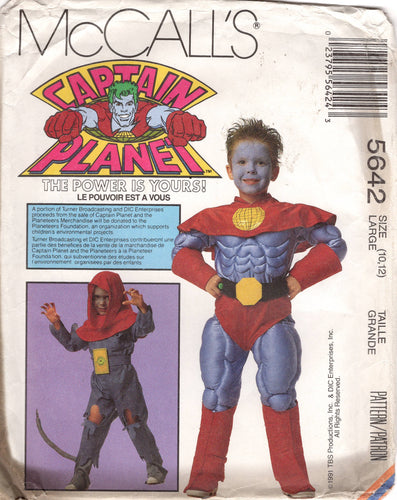 1990's McCall's Captain Planet Costume pattern - Size 10-12 - No. 5642