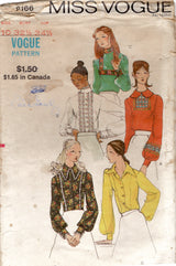 1970's Miss Vogue Button Up Blouse Pattern - Bust 32.5" - No. 8166