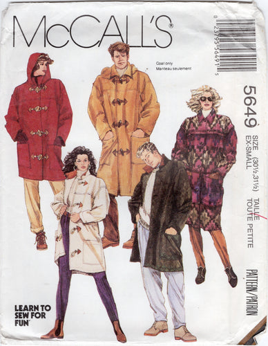 1990's McCall's Duffle Coat and Detachable Hood pattern - Chest 30.5-31.5