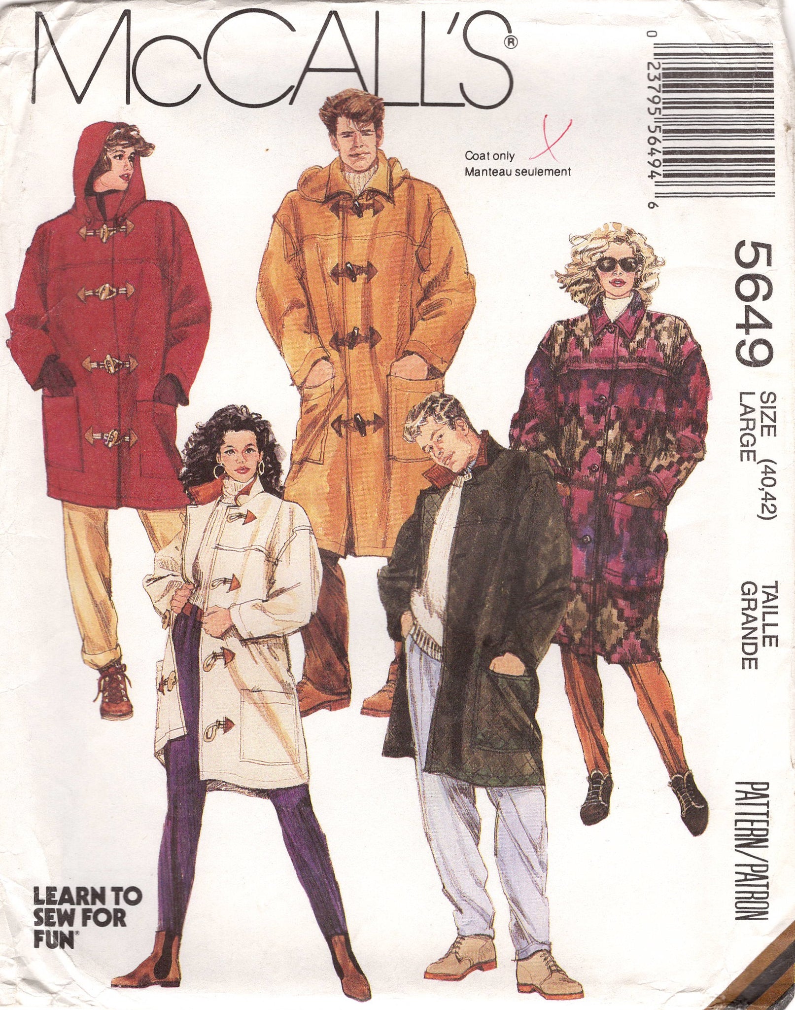 's McCall's Duffle Coat and Detachable Hood pattern   Chest