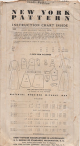 1950's New York Blouse with Large Collar, Flared Skirt and Scarf Pattern - Bust 31" - No. 565