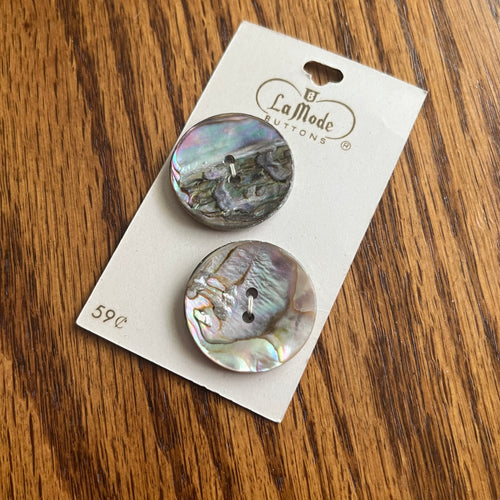 1970’s La Mode Mother of Pearl Buttons - Opalescent - Set of 2 - Size 44 - 1 1/8