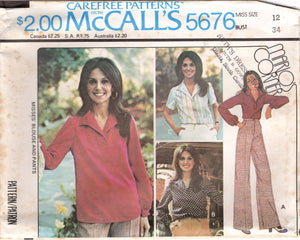 1970's McCall's Pullover Top, and Straight line pants pattern