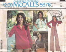 1970's McCall's Pullover Top, and Straight line pants pattern - Marlo's Corner - Bust 34-38" - No. 5676