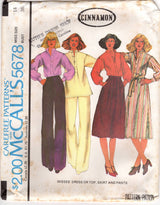 1970's McCall's Yoked Pullover Top, Dress, A line skirt, and Straight line pants pattern - Bust 31.5-38" - No. 5678