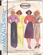 1970's McCall's Yoked Pullover Top, Dress, A line skirt, and Straight line pants pattern - Bust 31.5-38" - No. 5678