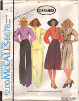 1970's McCall's Yoked Pullover Top, Dress, A line skirt, and Straight line pants pattern - Bust 31.5-38" - No. 5678